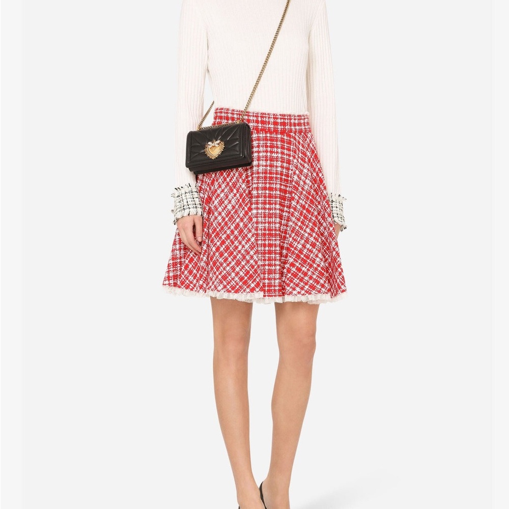 Dolce & Gabbana Red Plaid Skater Skirt